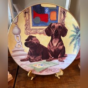Danbury Mint Decorative Plate with Dachshunds - The Art Critics #B7943